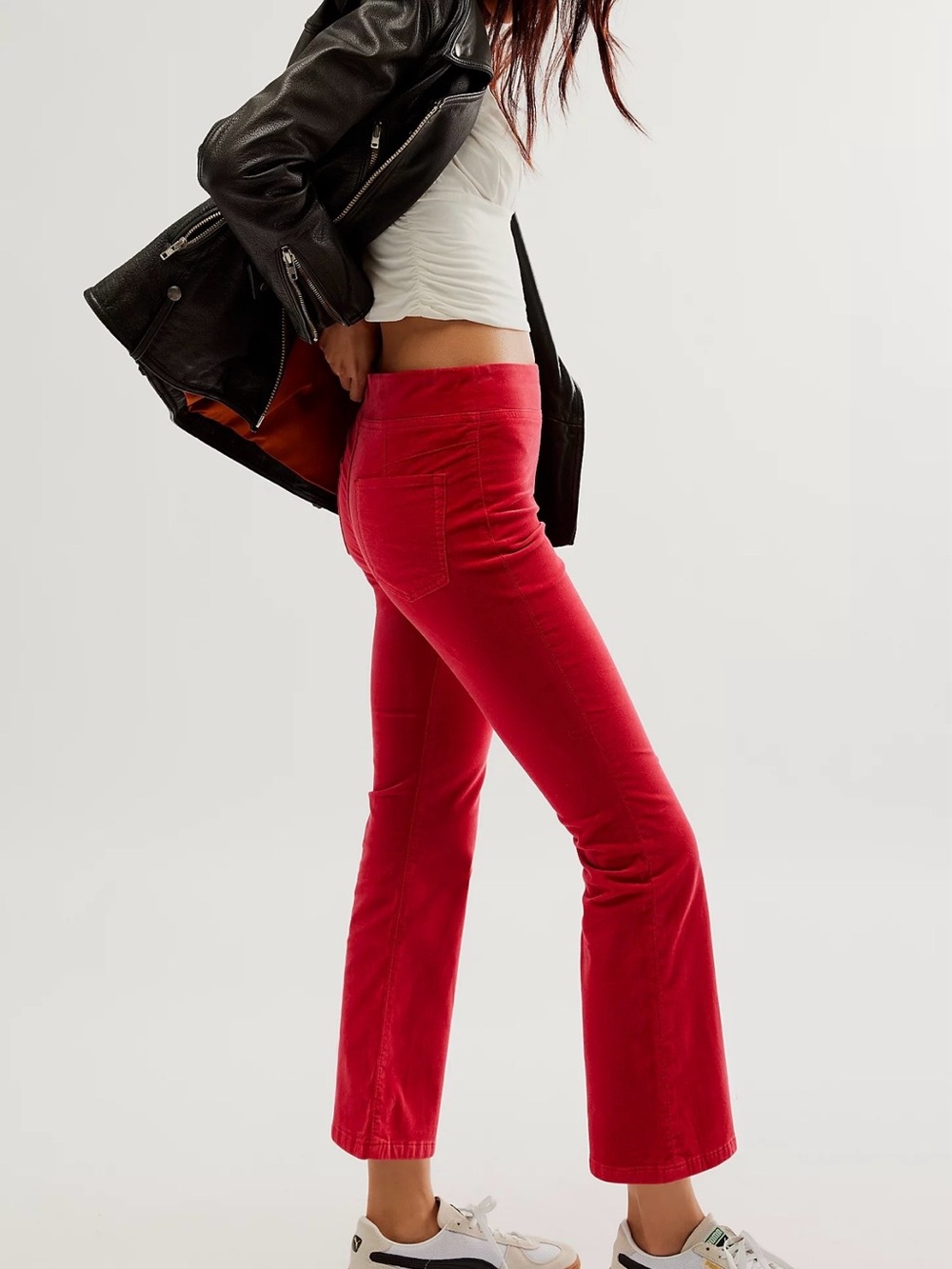 Free People Side Zip Closure Red Velvet Women’s Red Mid-Rise Leg Pants Size Sm